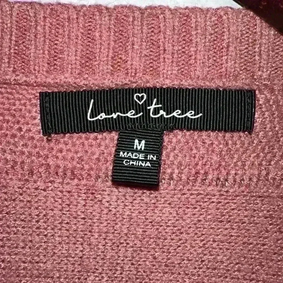 Mauve Fringe Ruffles Women's Love Tree Pink Sweater M - Picture 5 of 9